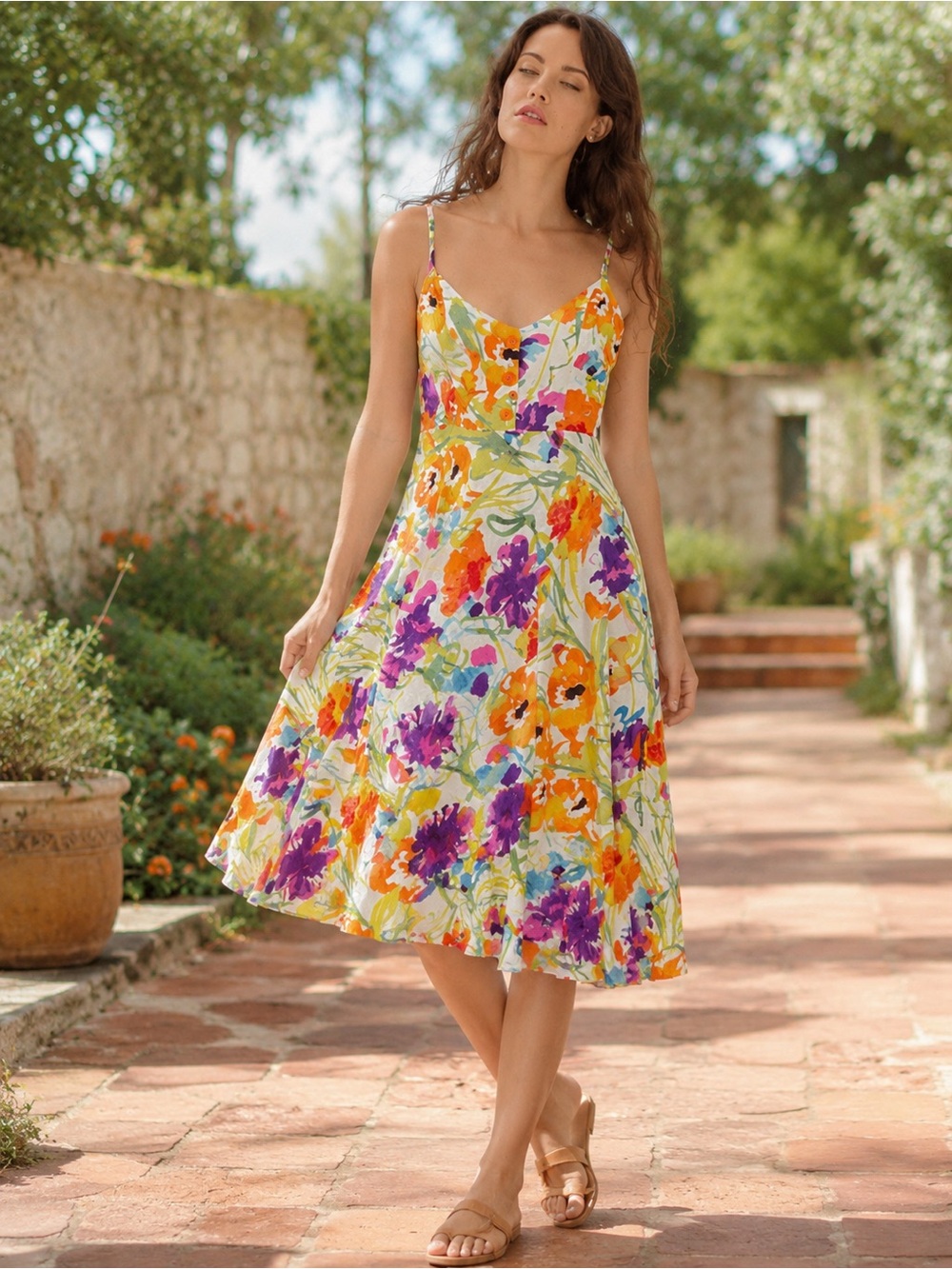 Jams World Eden Flower Dream Print Hawaiian Sundress Made in USA Size Small